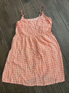 Old Navy Orange and White Printed Sundress with Adjustable Straps. Size Medium